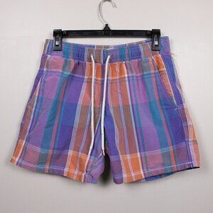 J Crew Yard Dyed plaid swim trunks-S